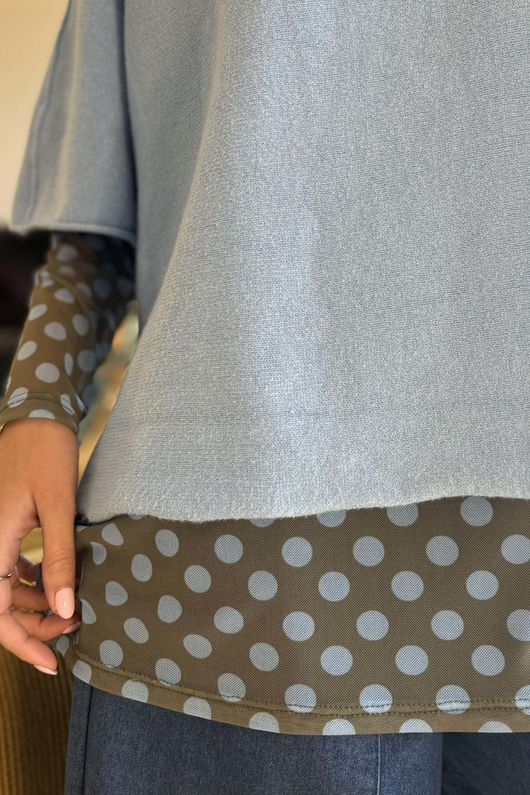 Bobby Mesh Layering Top Dopamine Dot Khaki Baby Blue